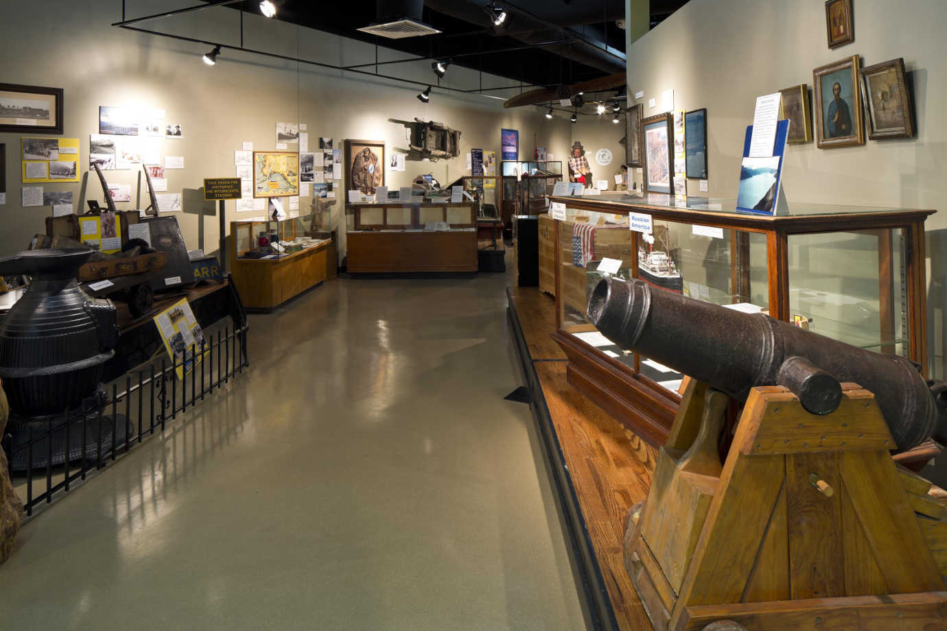 In the first floor museum, visitors can research area history, watch documentary films, and explore exhibitions. Image courtesy of the Seward Community Library & Museum.