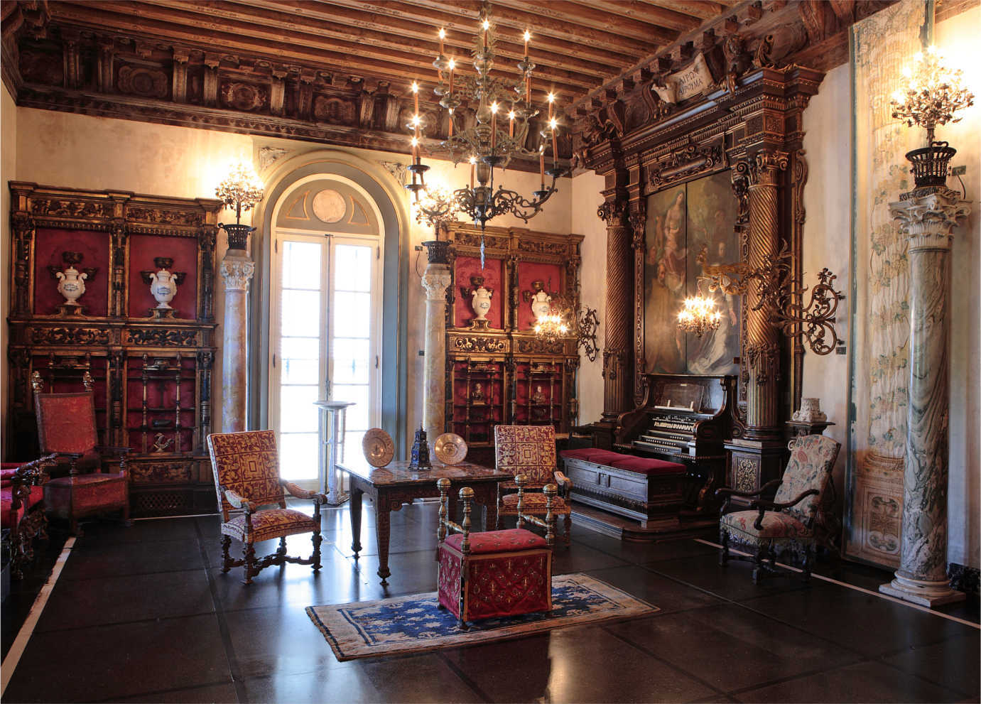 A seating area inside the mansion.  Image courtesy of Vizcaya.