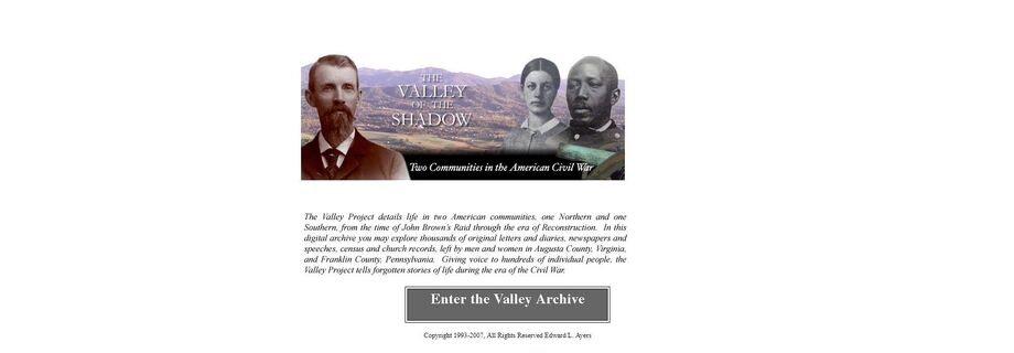 NEH funding helped Edward Ayers create one of the first online digital humanities projects, *The Valley of the Shadow*. Image courtesy of Edward Ayers.