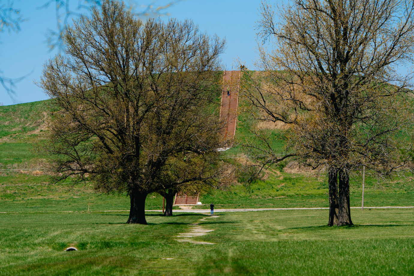 Monks Mound is the largest mound construction in the United States. Image courtesy of Cahokia Mounds Museum Society.