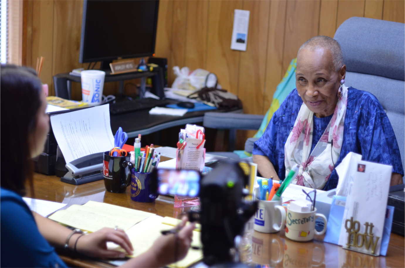 Student employees of Civil Rights in Black and Brown have recorded more than 500 interviews for the project.  Image courtesy of the Civil Rights in Black and Brown Oral History Project.