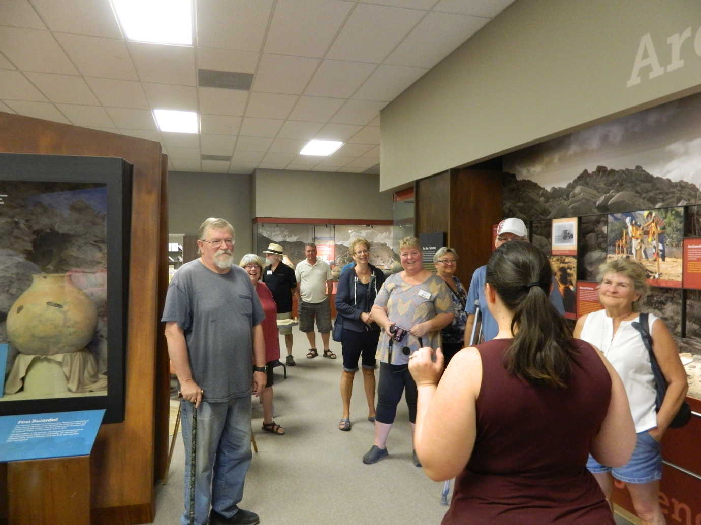 A tour group explores the Imperial Valley Desert Museum's main exhibition. Image courtesy of the Imperial Valley Desert Museum.