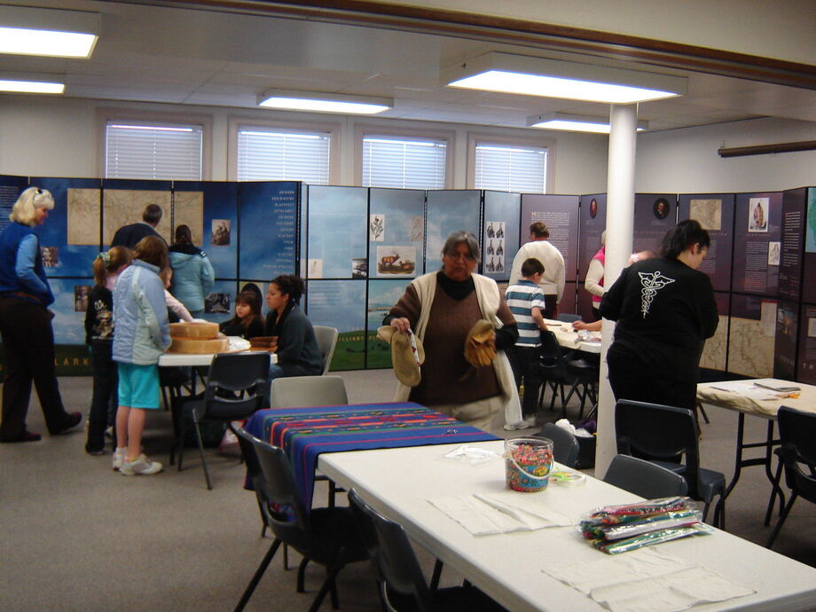 As part of *Lewis and Clark and the Indian Country: 200 Years of American History*, an NEH-funded exhibition, members of the Northwestern Band of Shoshones led a craft workshop. Image courtesy of the Brigham City Library.