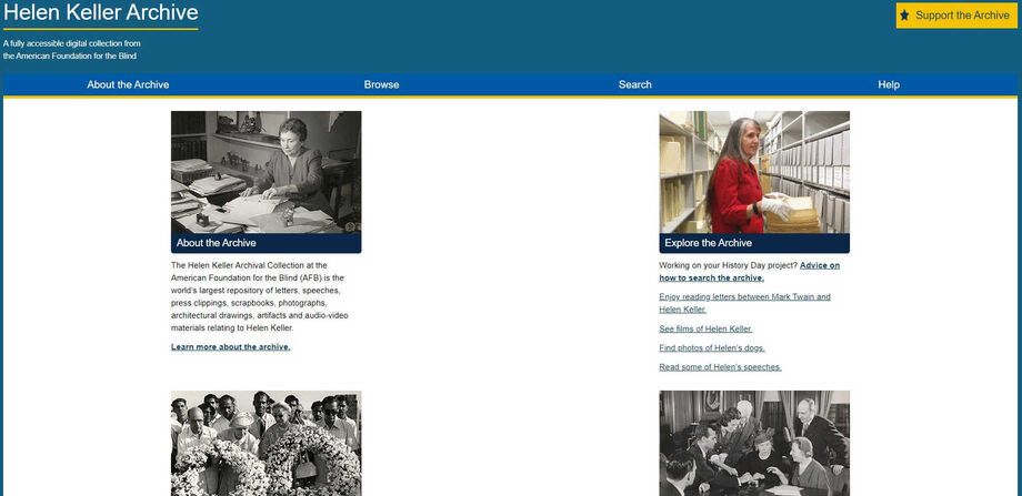 NEH funding helped the American Foundation for the Blind produce the Helen Keller Archive, a groundbreaking online archive. Image courtesy of the Helen Keller Archive.