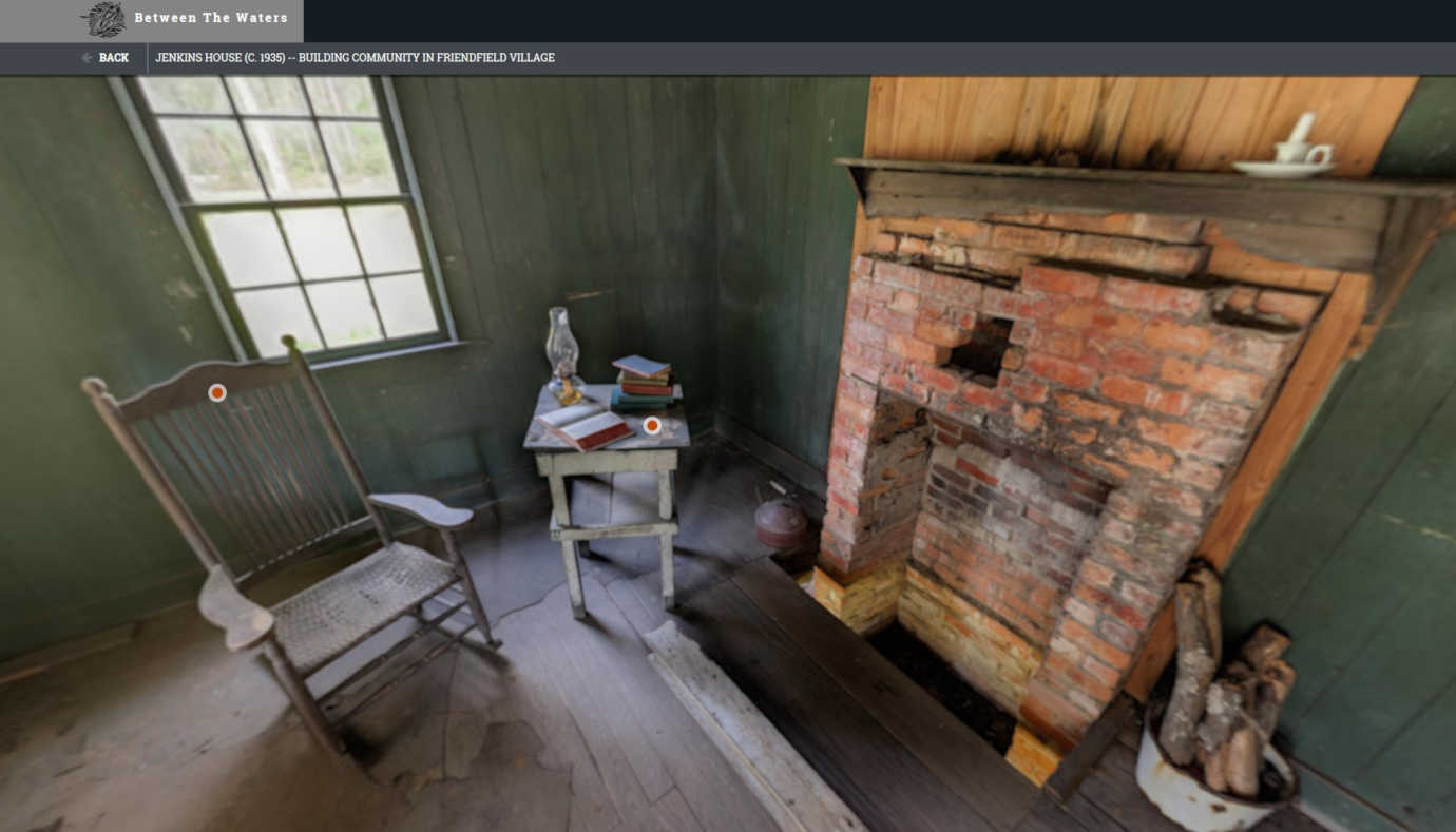 A screen shot of one of the sites users can explore via *Between the Waters*, the Jenkins House in Friendfield Village at Hobcaw Barony. Photo courtesy of SCETV.