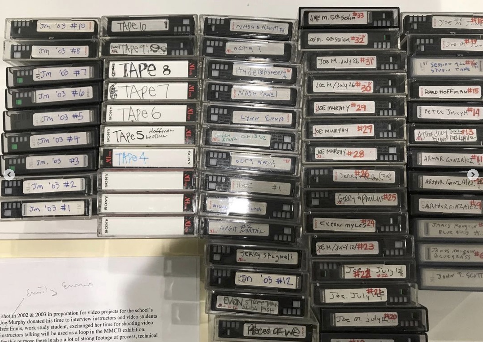 8mm digital video tapes in the Penland archives. Image courtesy of Penland School of Craft.