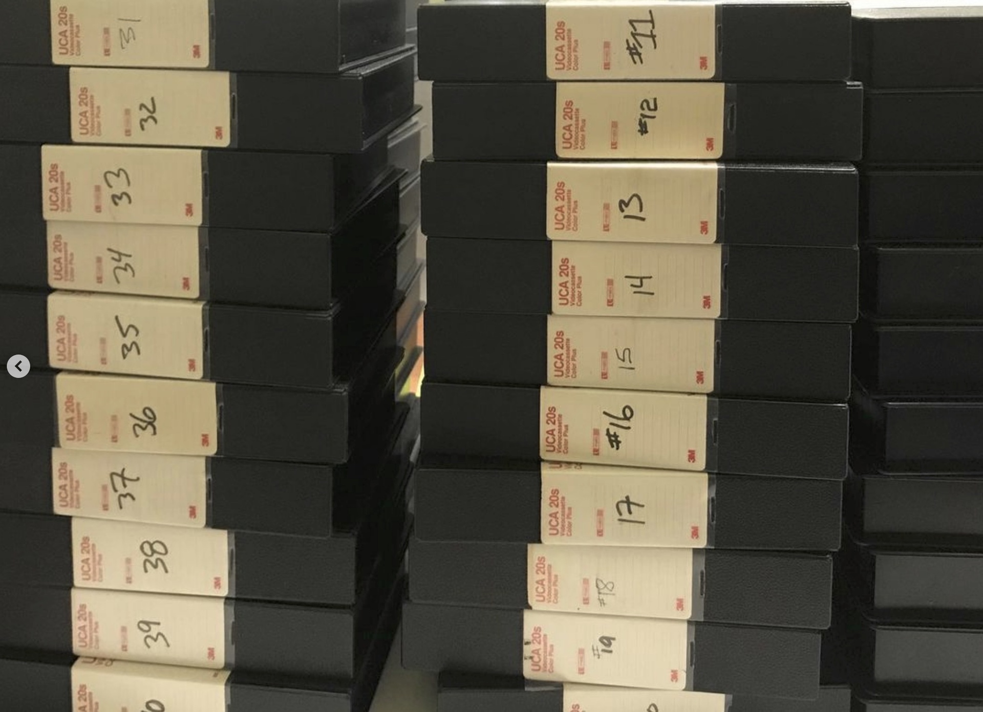 VHS video tapes in the Penland archives. Image courtesy of Penland School of Craft.
