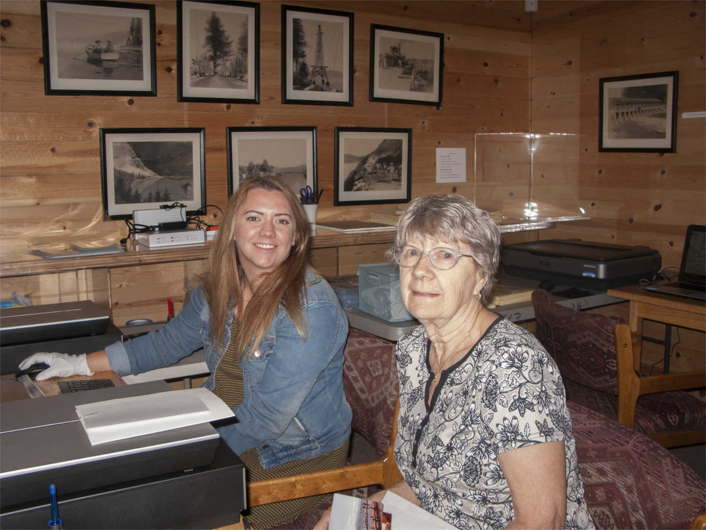 Dani Smith and Janet Eby at the Gatekeeper’s Museum for the North Lake Tahoe Digitization Day on June 26, 2016. Image courtesy of the University of Nevada, Reno.