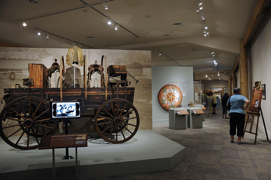 TE Ranch wagon and exhibit, Buffalo Bill Museum, Buffalo Bill Center of the West, Cody, Wyoming, USA. Wagon from the TE Ranch. 1.69.4813.1