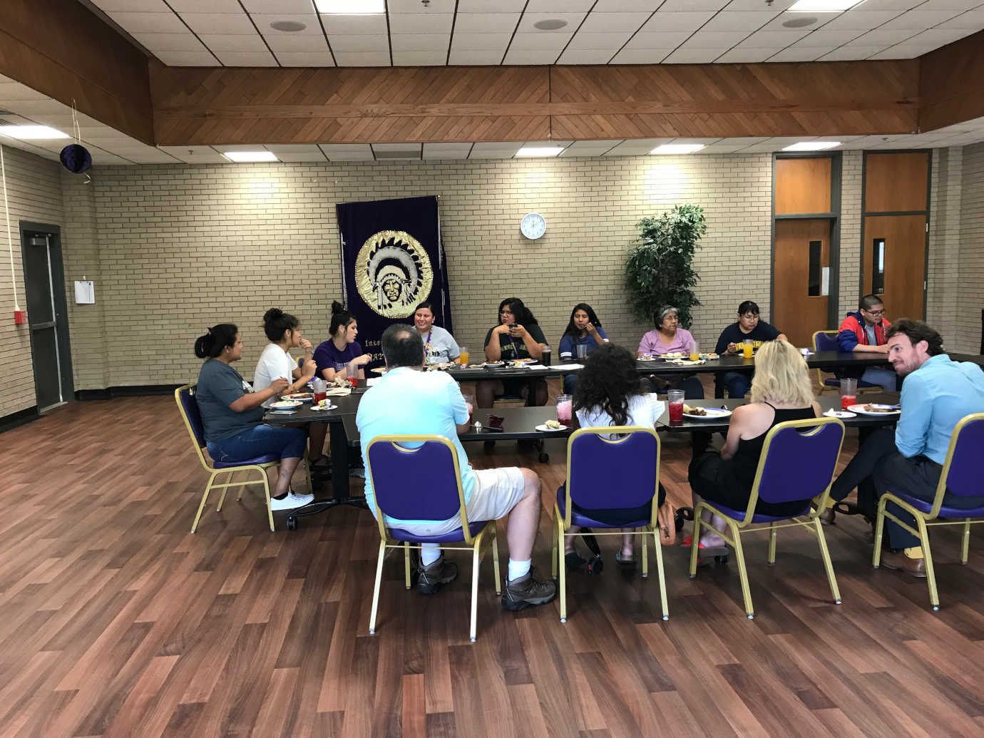 Participants in the Summer Bridge program connect with one another over a meal in between lessons. Photo courtesy of Haskell Indian Nations University.