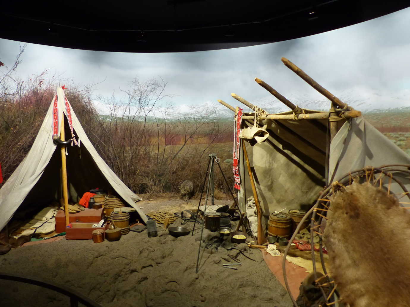 A Hudson’s Bay Company scene shows the influence of native people on the HBC officers and their team.  The destruction of beaver populations throughout the west is a theme throughout the museum’s exhibitions. Image courtesy of the High Desert Museum.