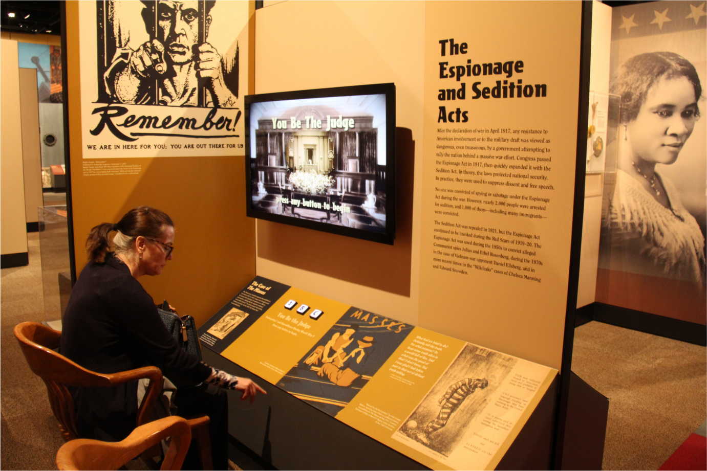 An exhibit interpreting the Espionage and Sedition Acts during World War I. Image courtesy of the Minnesota Historical Society.