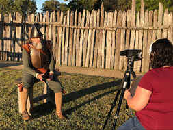 Jamestown Rediscovery staff film segments in preparation for a video tour supported by an NEH CARES grant. Image courtesy of Jamestown Rediscovery.