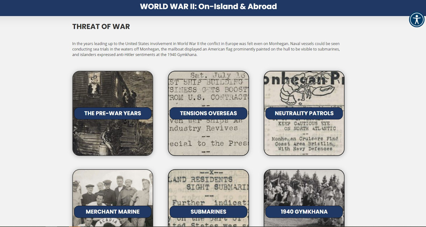 The virtual exhibition takes a chronological approach to World War II. Image courtesy of the Monhegan Museum.
