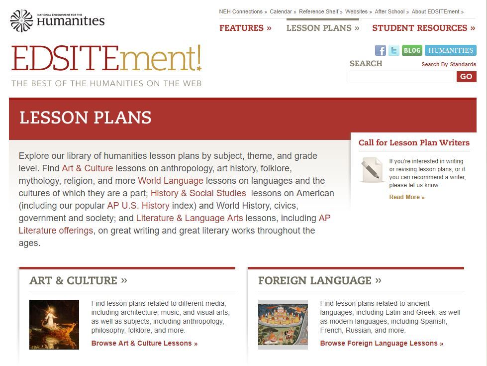 EDSITEment features more than 500 lesson plans, videos, and interactive learning tools. Image courtesy of EDSITEment.