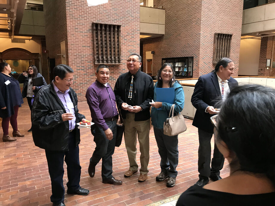 Representatives from Oklahoma's Native American tribes participate in workshops at the Sam Noble Museum. Image courtesy of the Sam Noble Museum at the University of Oklahoma.