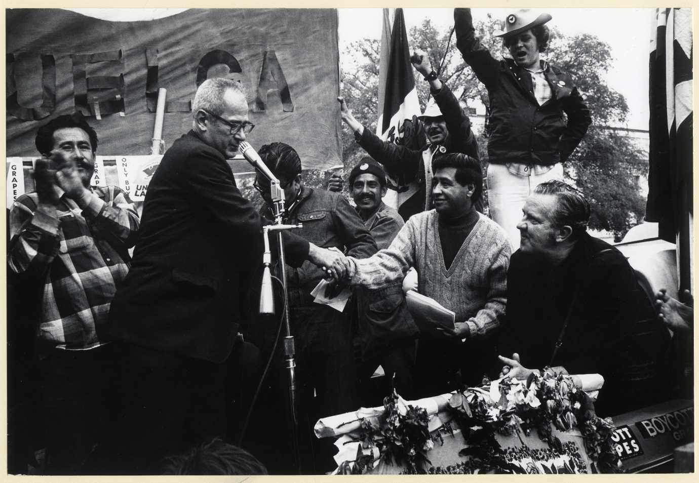 Photograph of labor leader and activist Cesar Chavez during a farm workers' protest in the 1970s. From the American Missionary Association Archives Addendum. Image courtesy of the Amistad Research Center.