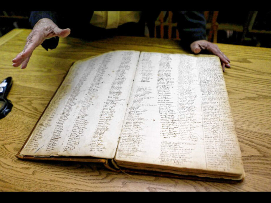 A ledger kept by Jonathan Edwards. Image courtesy of the Congregational Library.