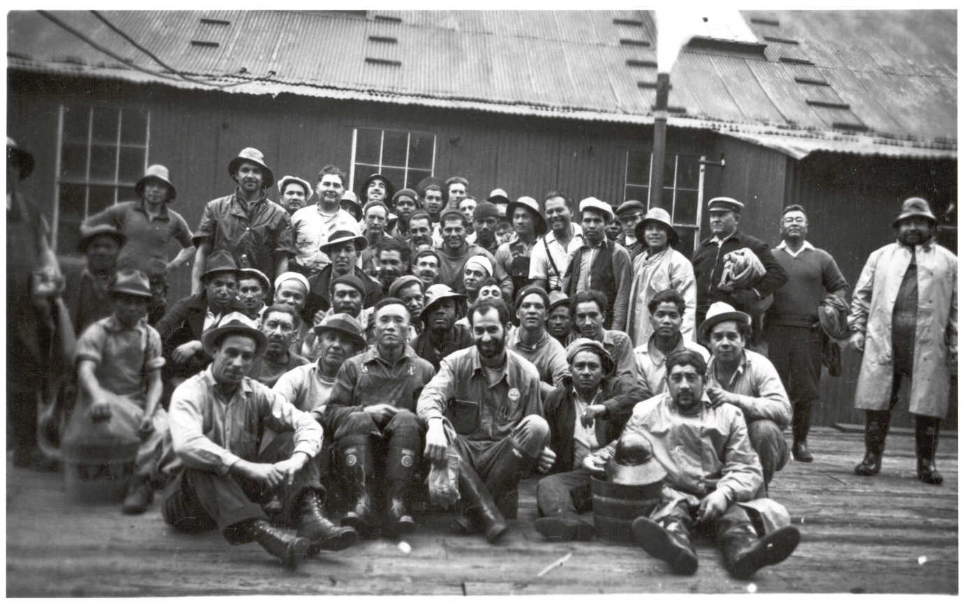 Cannery crew at APA’s Diamond J Cannery at Koggiung, ca. 1930s. National Park Service Alaska Regional Office. Image courtesy of the NN Cannery History Project.