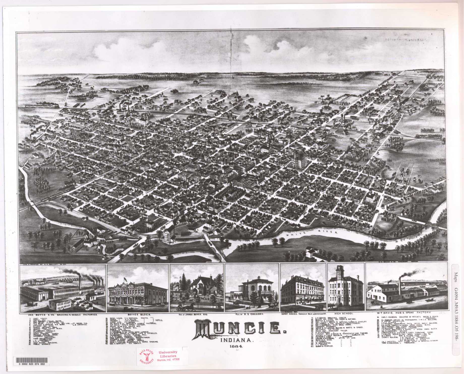 Muncie, Indiana in 1884. Muncie was the subject of the famous “Middletown” studies conducted by Robert Staughton Lynd and Helen Merrell Lynd. *What Middletown Read* contributes to this body of research.  Image courtesy of the Center for Middletown Studies, Ball State University.