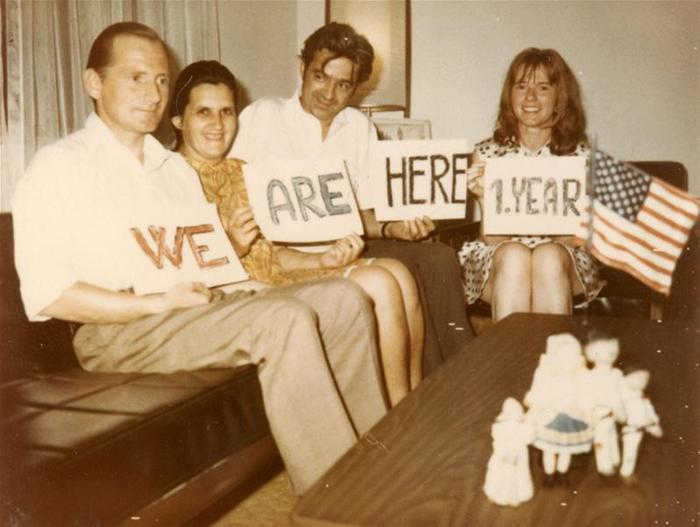 A photo from the NCSML archives of a Czech family celebrating the anniversary of their immigration to the United States. Photo courtesy of NCSML.