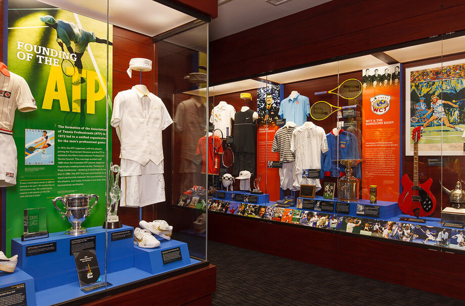 Archival collections preserved by the International Tennis Hall of Fame form the basis of exhibits on view in the museum.  Image courtesy of the  International Tennis Hall of Fame Museum.