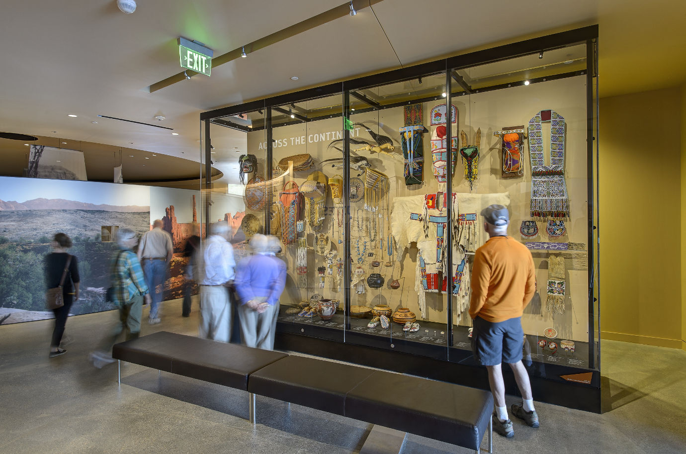 Guests view an exhibit in *Native Voices.* Image courtesy of the Natural History Museum of Utah.