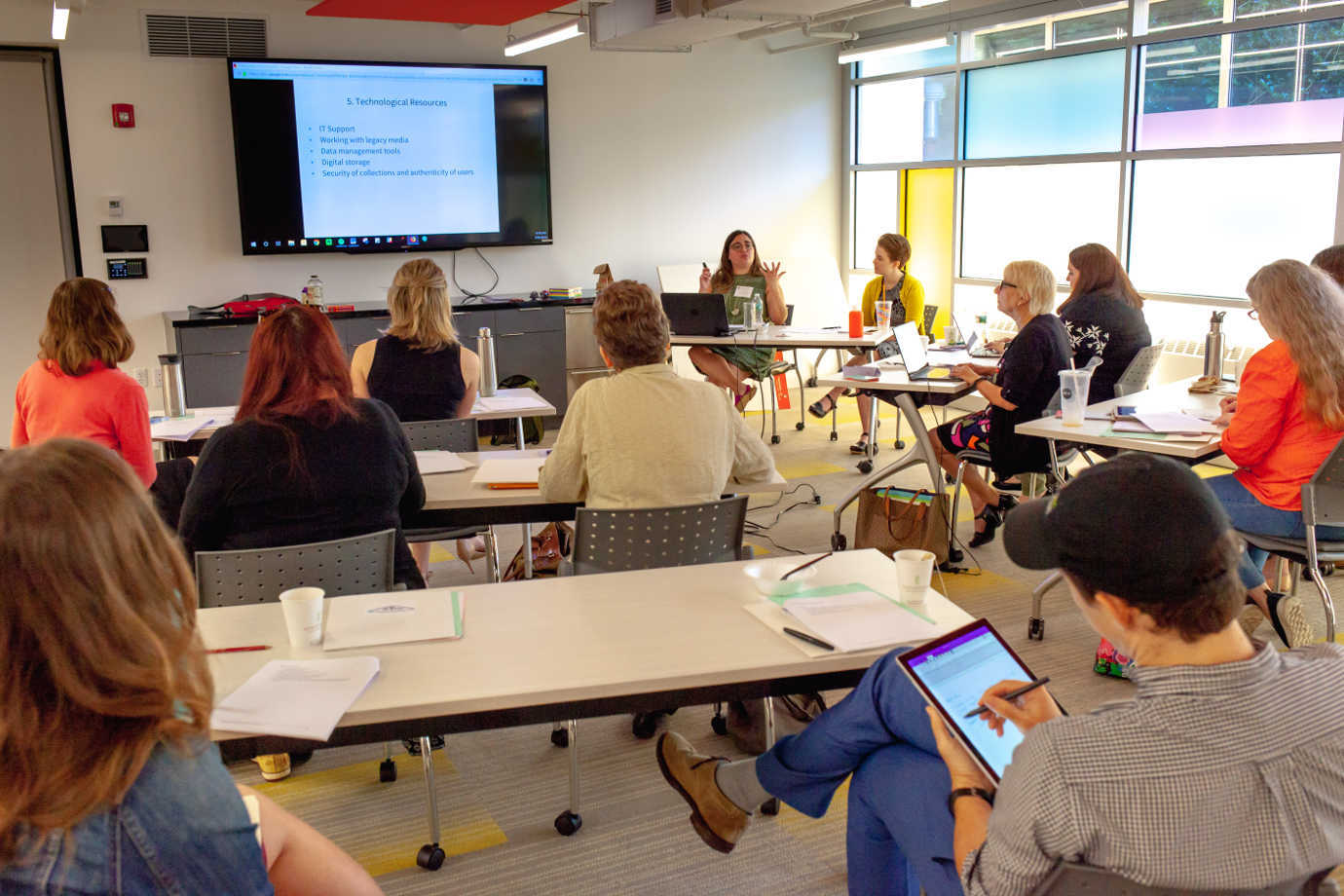 Senior Preservation Specialist Frances Harrell speaks at a workshop on digital preservation assessment. Image courtesy of NEDCC.