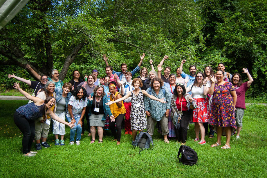 K–12 teachers posing with their cohort. Image courtesy of University of Massachusetts, Amherst.